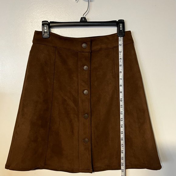 Chaps Suede A-Line Skirt - Picture 5 of 7